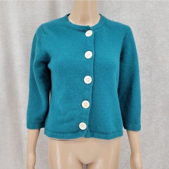 Banana Republic Sweaters - Banana Republic Angora Wool Teal Cardigan